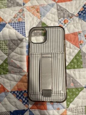 Walli Striped Gray Phone Case with Hand Strap